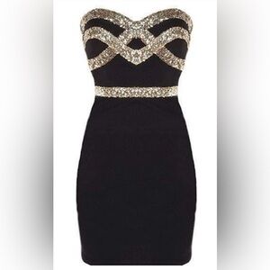 Trimmed Strapless Figure-Flattering Bodycon Party, Cocktail, Date Night, Dress M